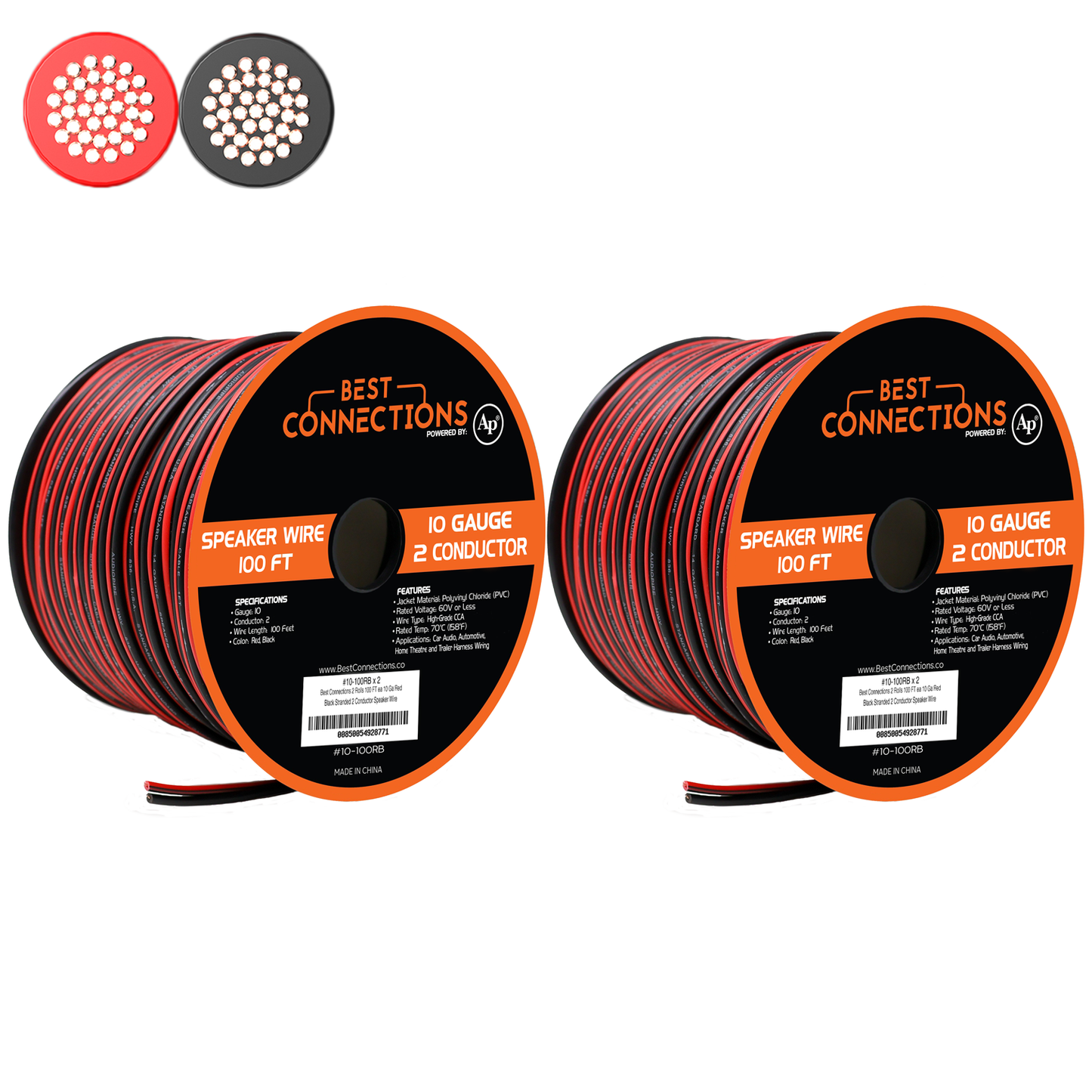 Audiopipe 10 Gauge 200 Feet Red Black Bonded 2 Conductor Speaker Wire Car Home Audio