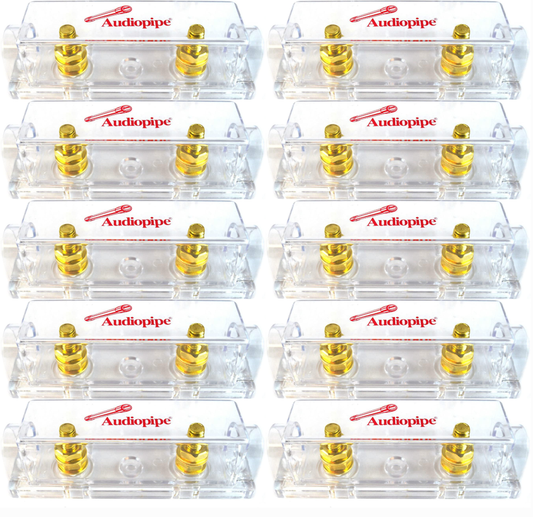 10 Pack Audiopipe Heavy Duty ANE ANL 24 Kt Gold Finish Fuse Holder Block CQ-1100