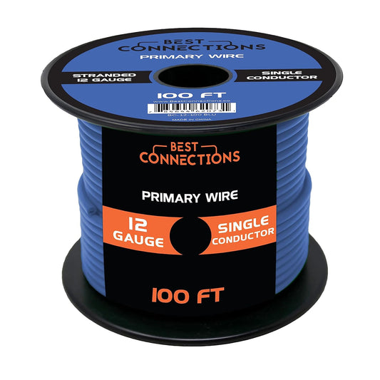 Best Connections 12 Gauge Car Audio Primary Wire (100ft–Blue)– Remote, Power/Ground Electrical