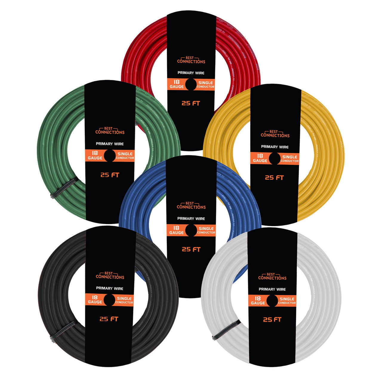18 Gauge Car Audio Primary Wire (100ft–6 Rolls)– Remote, Power/Ground Electrical