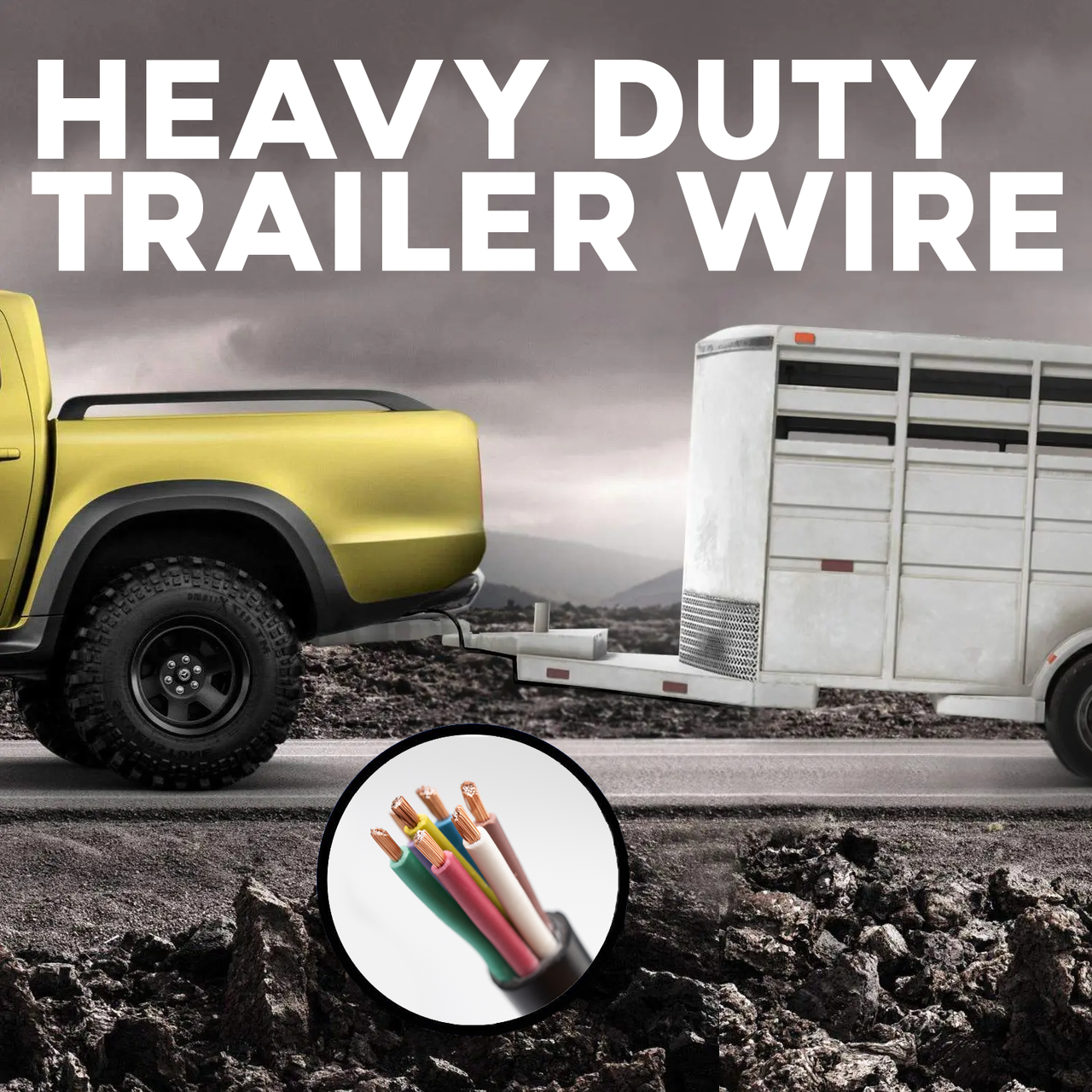 2-pack 14 ga 7-Way Insulated Trailer Wire Harness 25' FT Stranded Copper