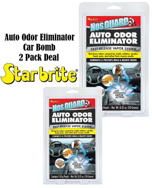 2 Pack Star Brite Auto Odor Eliminator Car Bomb Fast Release Odor Control System