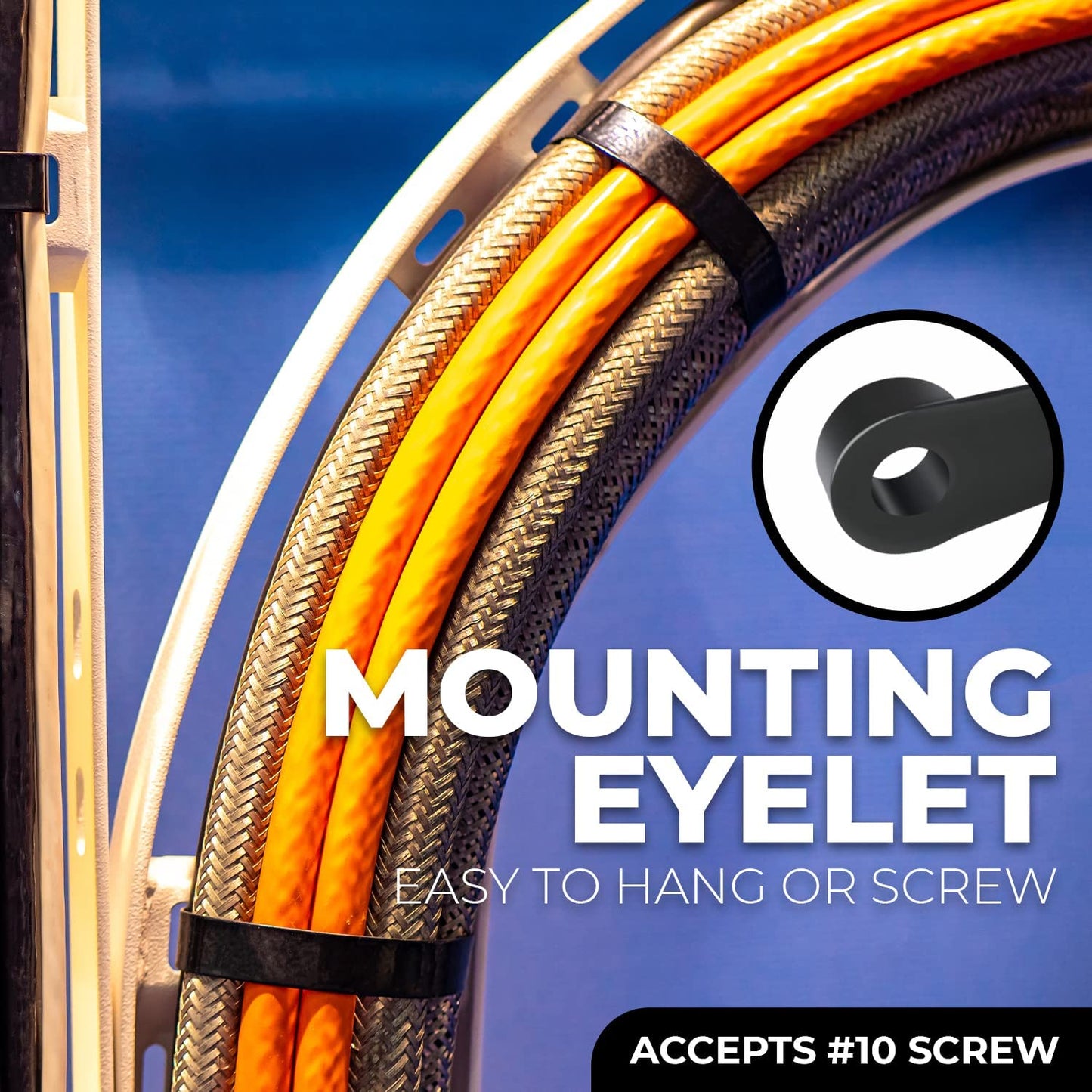 Best Connections 5000 Pieces 8" Screw Down Zip Ties Mounting Hole Nylon 50 Lbs Test Black