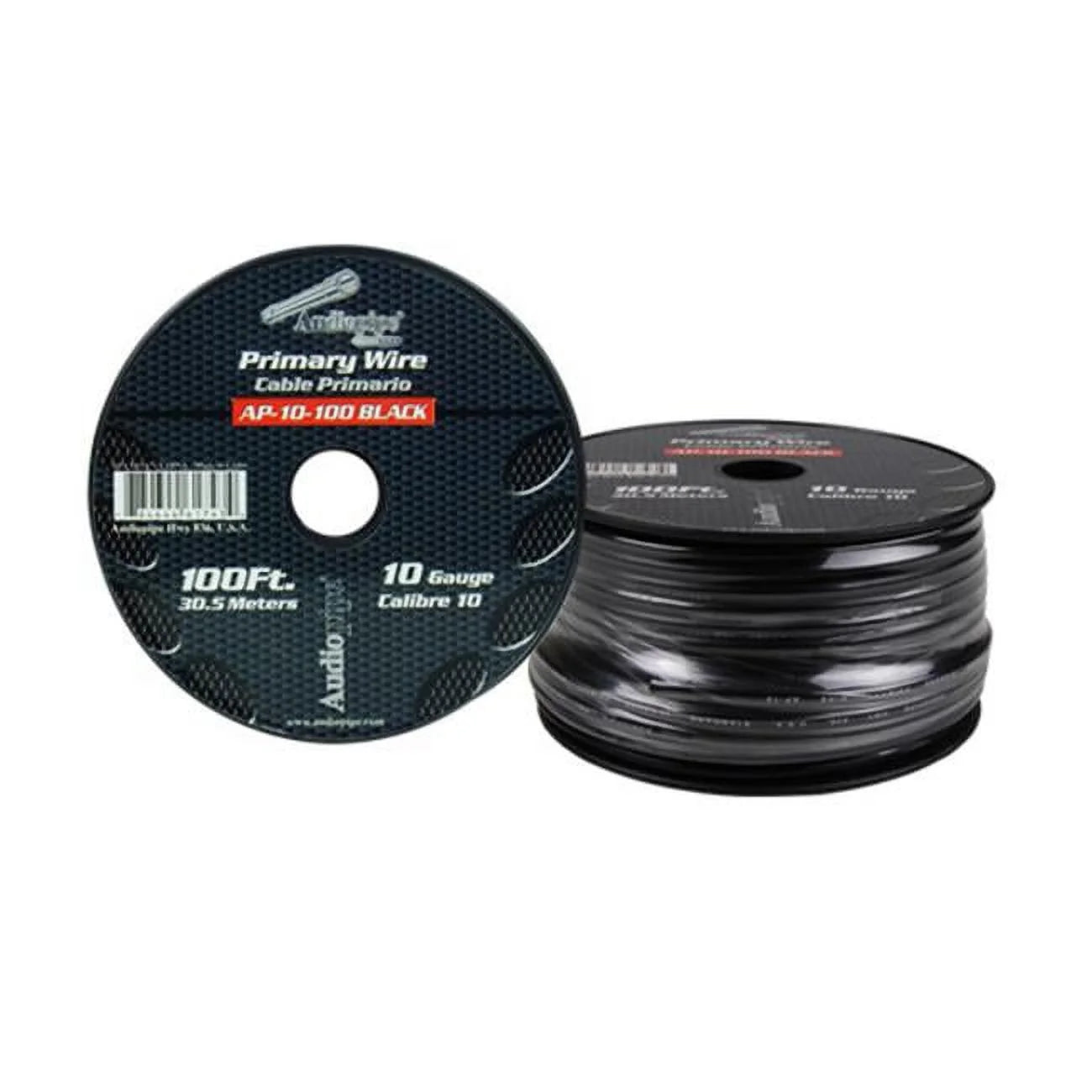 Audiopipe 10 Gauge Car Audio Primary Wire (100ft–Black)– Remote, Power/Ground Electrical