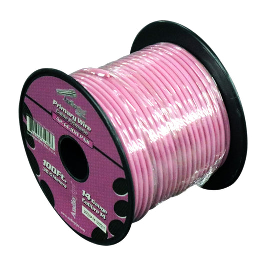 14 Gauge Car Audio Primary Wire (100ft–Pink)– Remote, Power/Ground Electrical Automotive