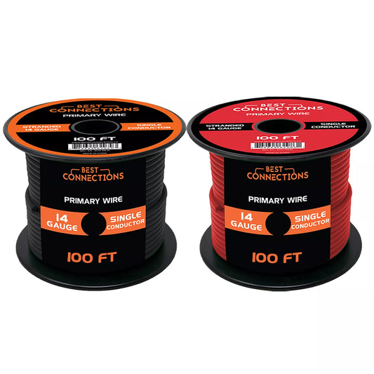 Audiopipe 14 Gauge Car Audio Primary Wire (100ft–2 Rolls)– Remote, Power/Ground Electrical