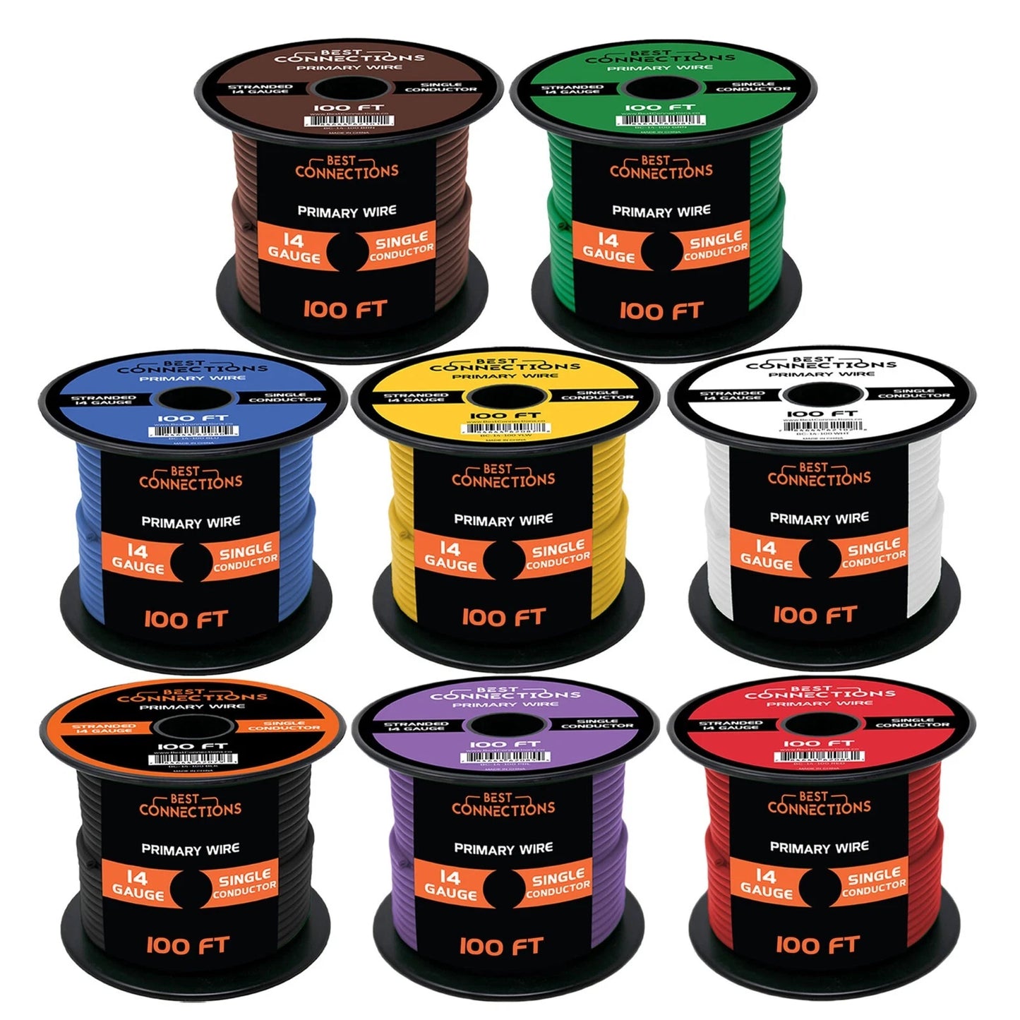 Audiopipe 14 Gauge Car Audio Primary Wire (100ft–8 Rolls)– Remote, Power/Ground Electrical