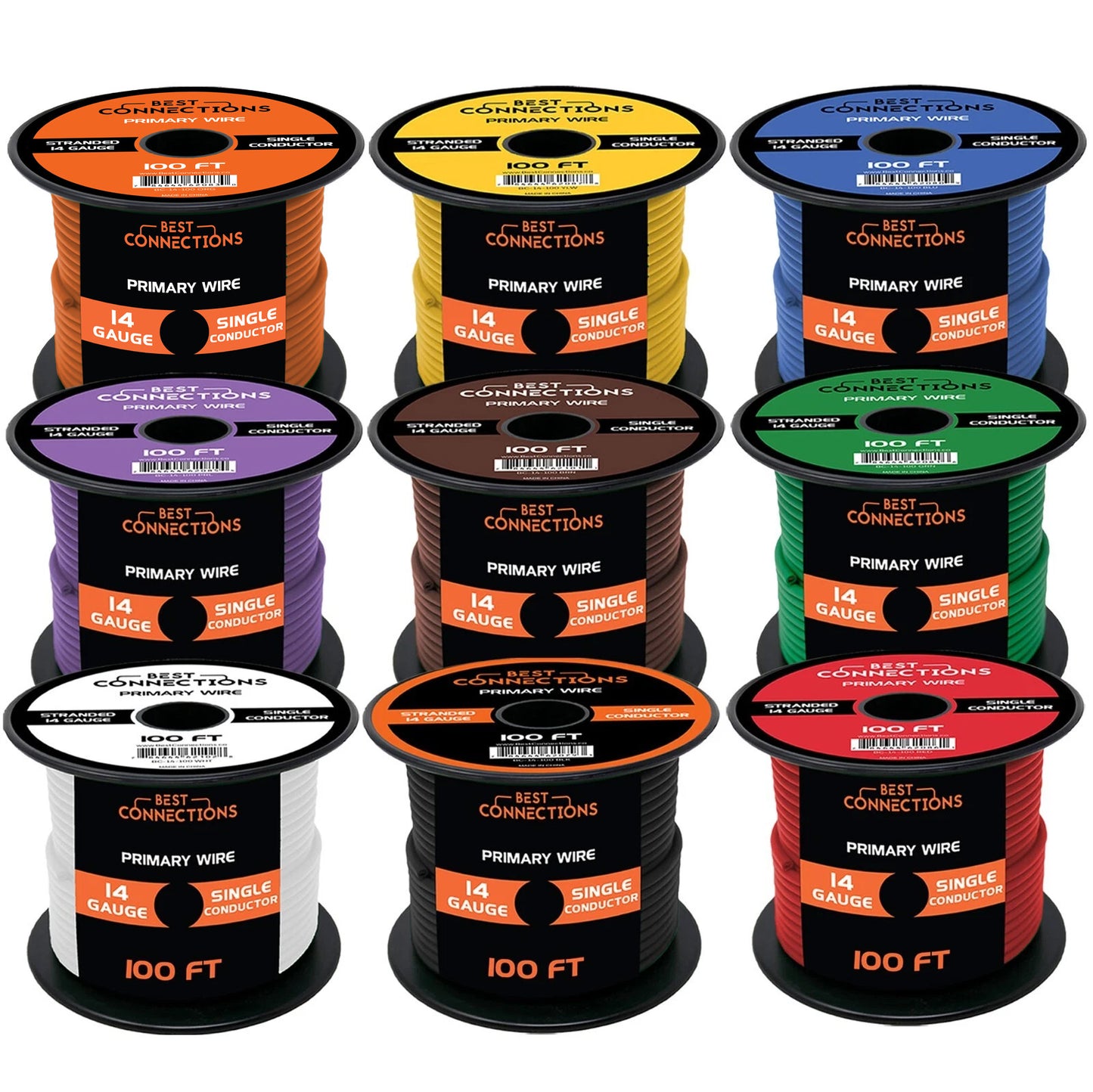 Audiopipe 14 Gauge Car Audio Primary Wire (100ft–9 Rolls)– Remote, Power/Ground Electrical