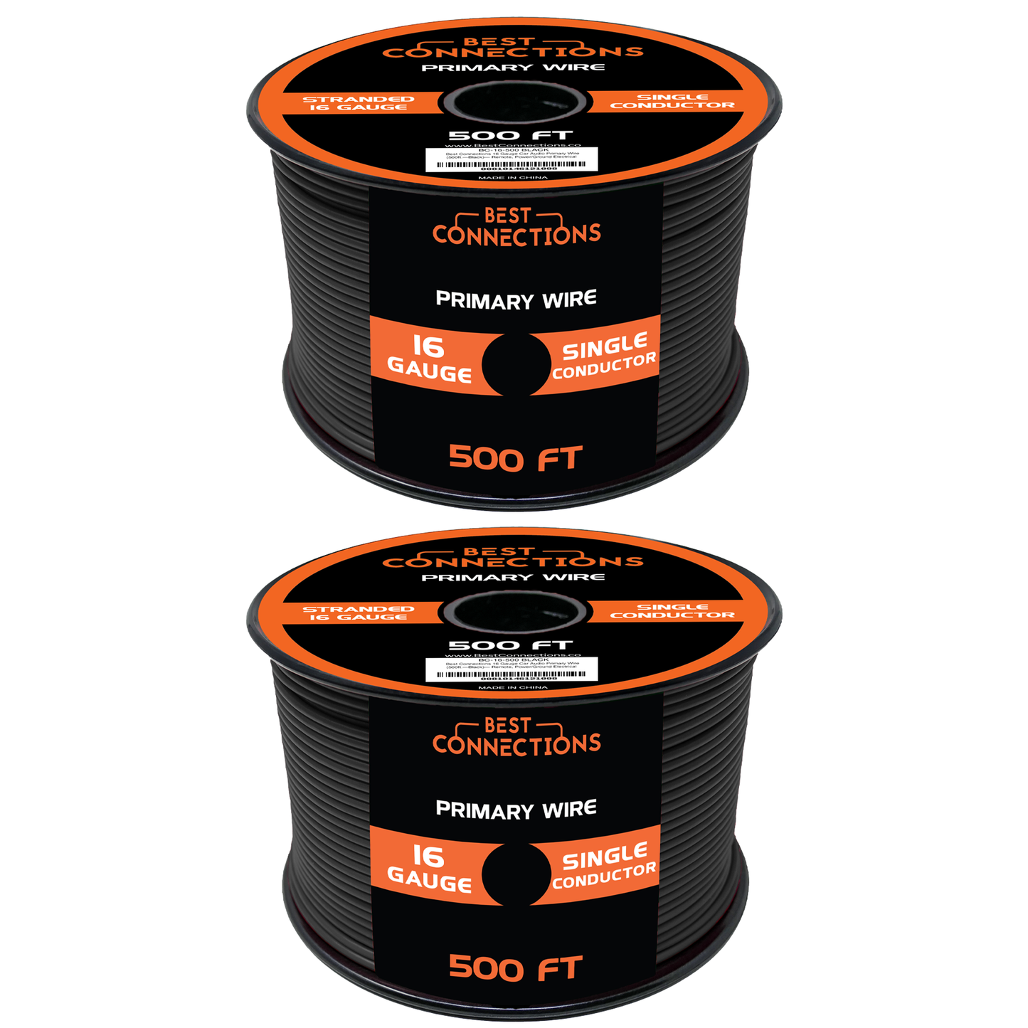 16 Gauge Car Audio Primary Wire 500ft–2 Rolls Black, Power/Ground Electrical