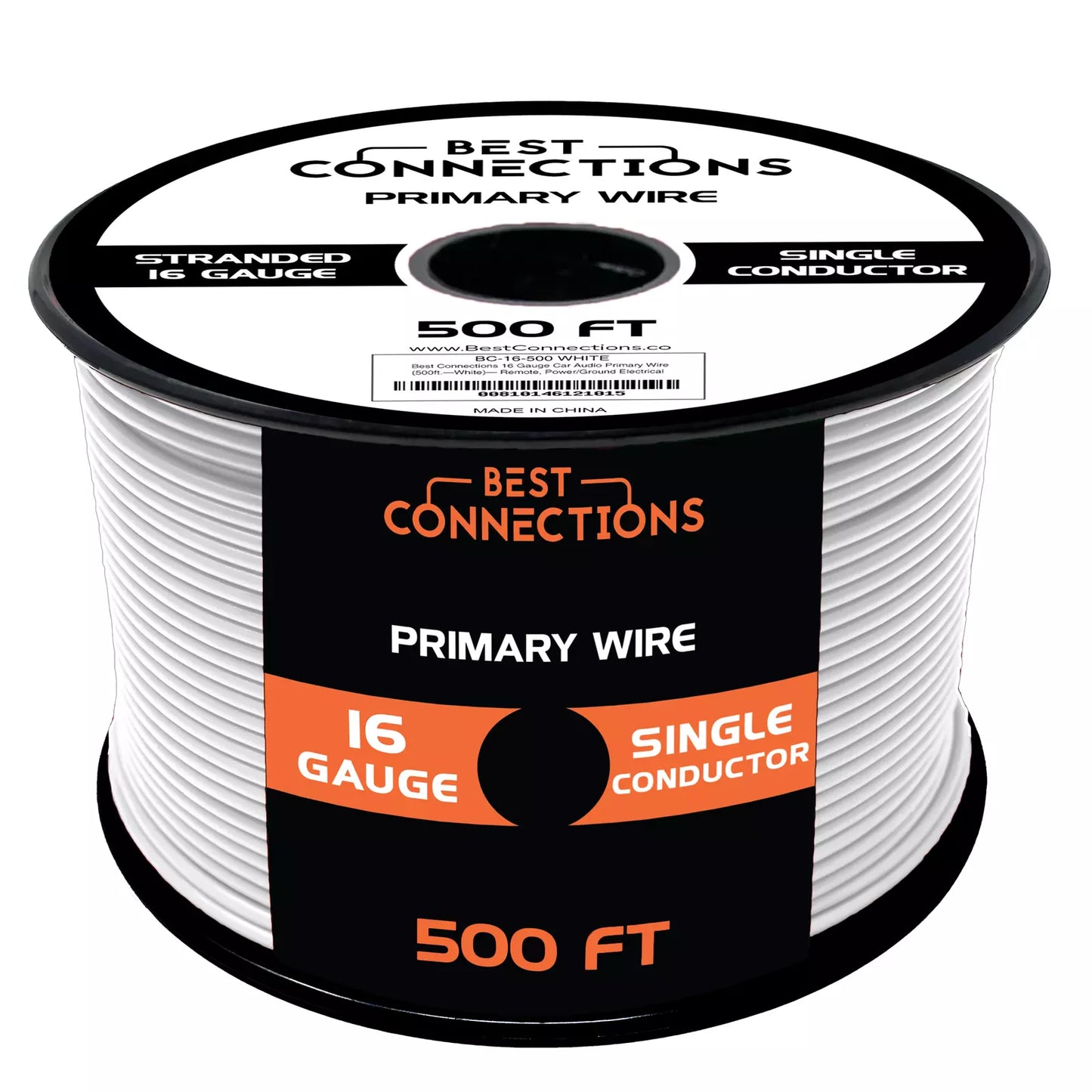 Audiopipe 16 Gauge Car Audio Primary Wire (500ft–White)– Remote, Power/Ground Electrical
