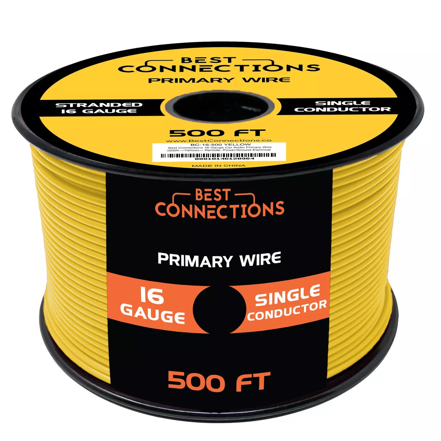 Audiopipe 16 Gauge Car Audio Primary Wire (500ft–Yellow)– Remote, Power/Ground Electrical