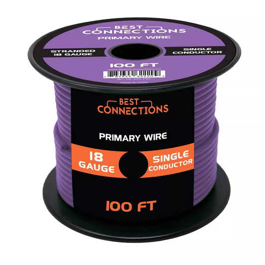 18 Gauge Car Audio Primary Wire (100ft–Purple)– Remote, Power/Ground Electrical