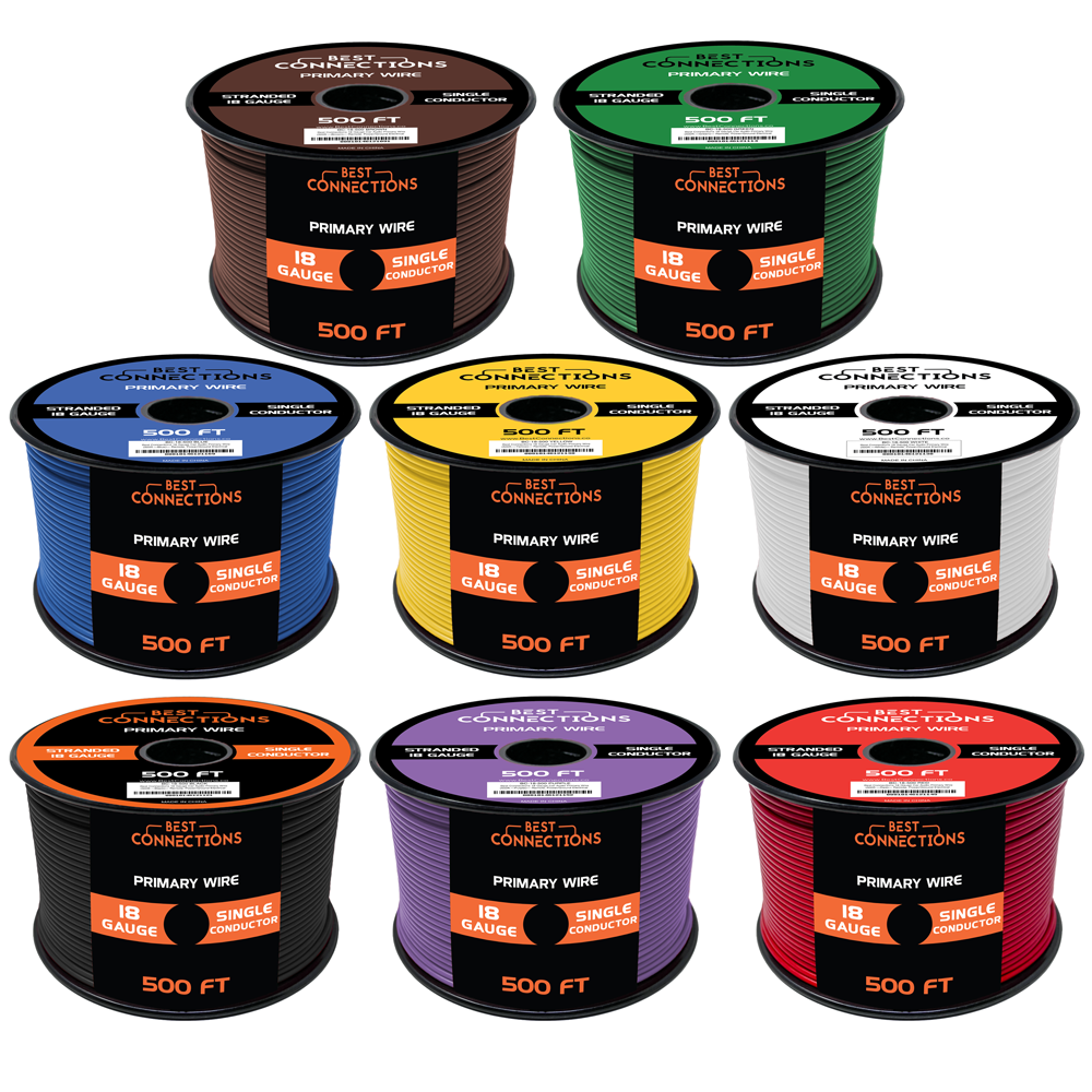18 GA 500’ Feet Audiopipe Primary Power Wire Remote Car Audio Home (8 Rolls)
