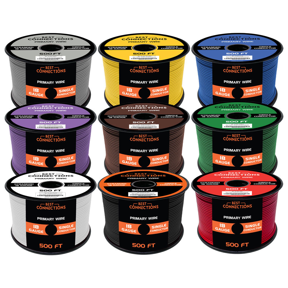 18 GA 500’ Feet Audiopipe Primary Power Wire Remote Car Audio Home (9 Rolls)