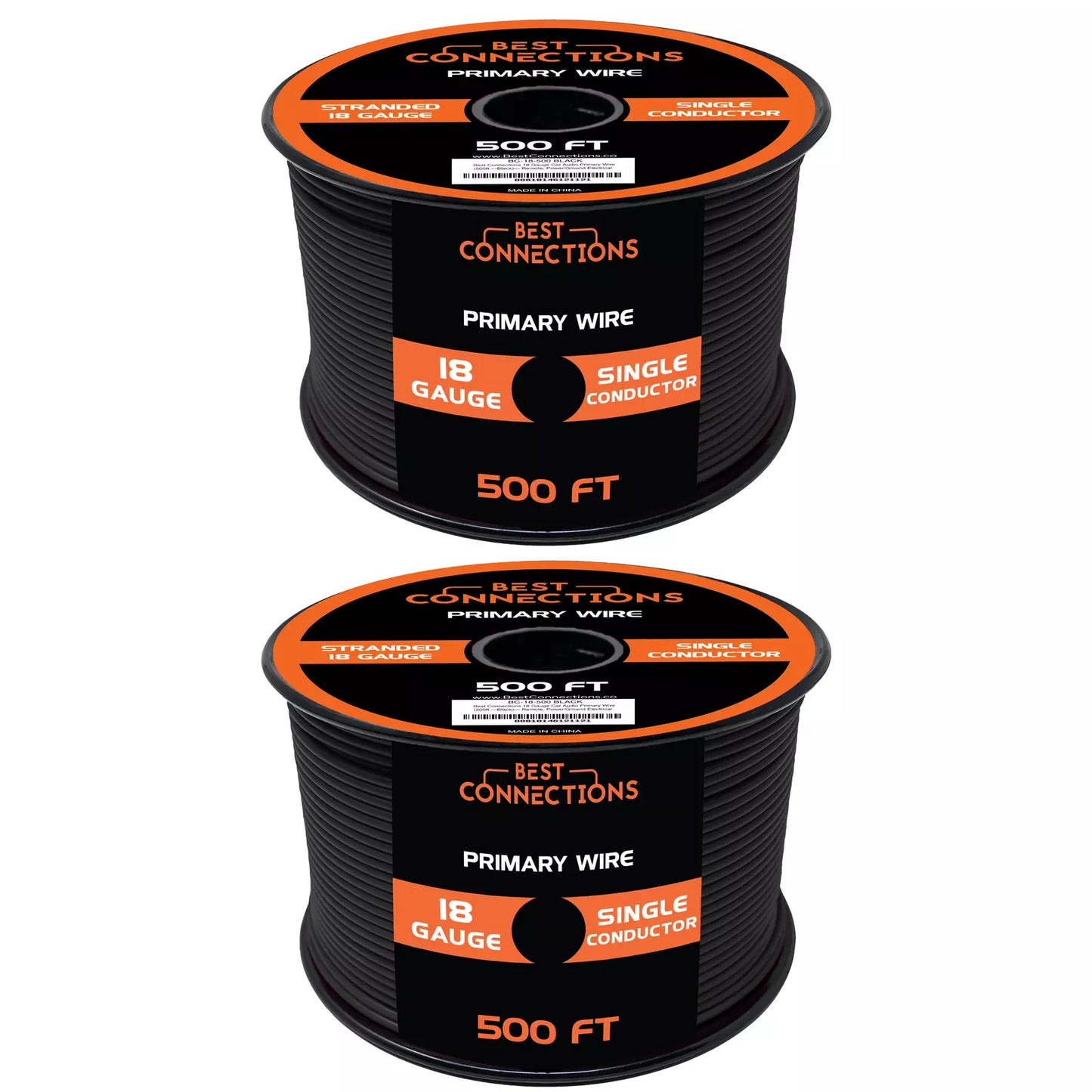Audiopipe 18 Gauge Car Audio Primary Wire 500ft–2 Rolls Black, Power/Ground Electrical