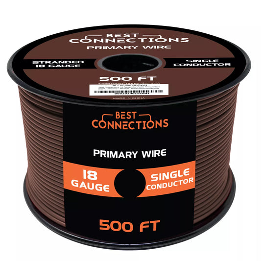 Audiopipe 18 Gauge Car Audio Primary Wire (500ft–Brown)– Remote, Power/Ground Electrical