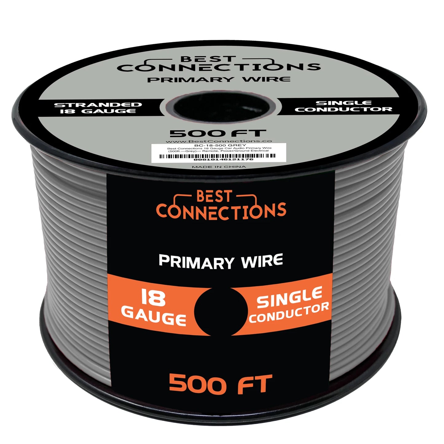 Audiopipe 18 Gauge Car Audio Primary Wire (500ft–Gray)– Remote, Power/Ground Electrical