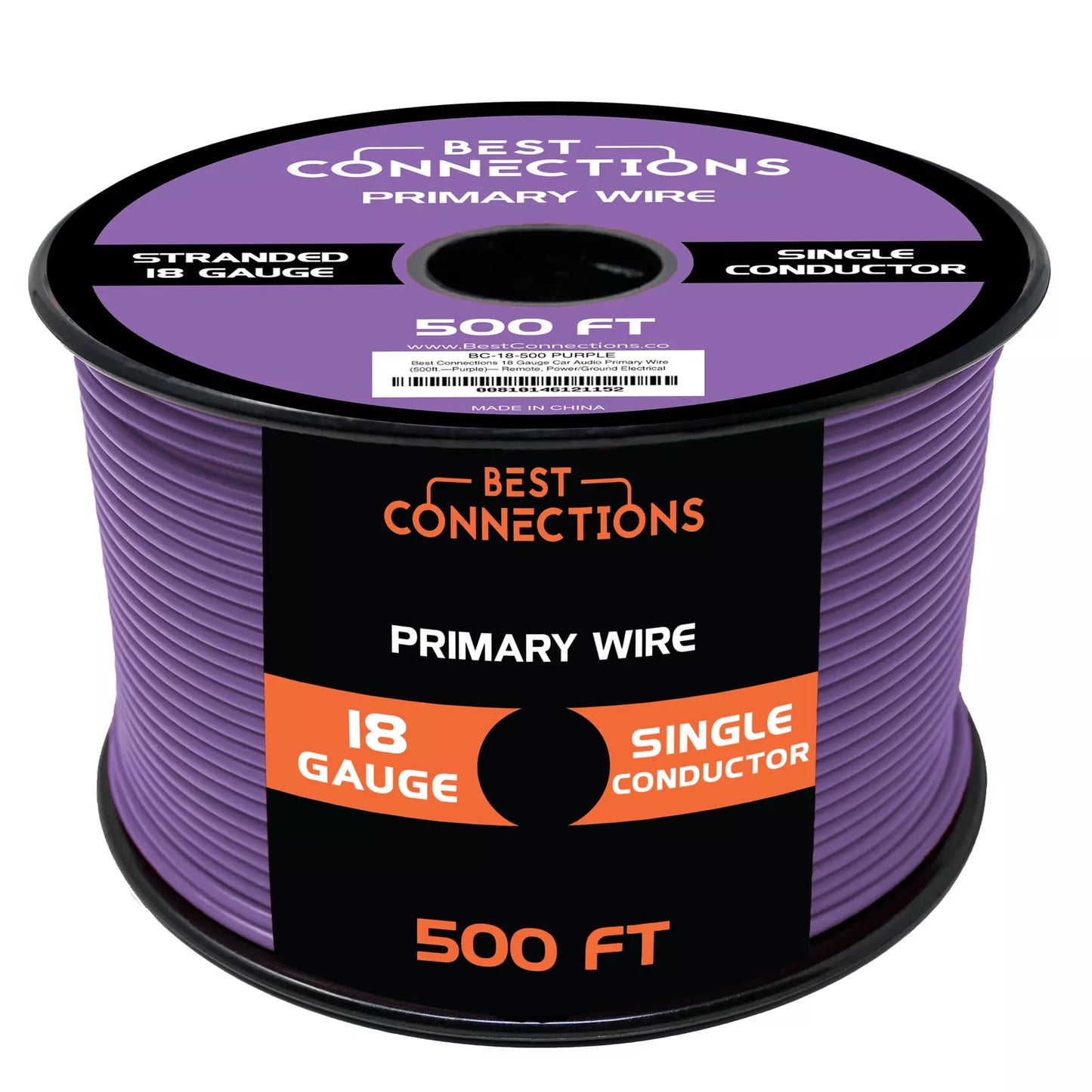 Audiopipe 18 Gauge Car Audio Primary Wire (500ft–Purple)– Remote, Power/Ground Electrical
