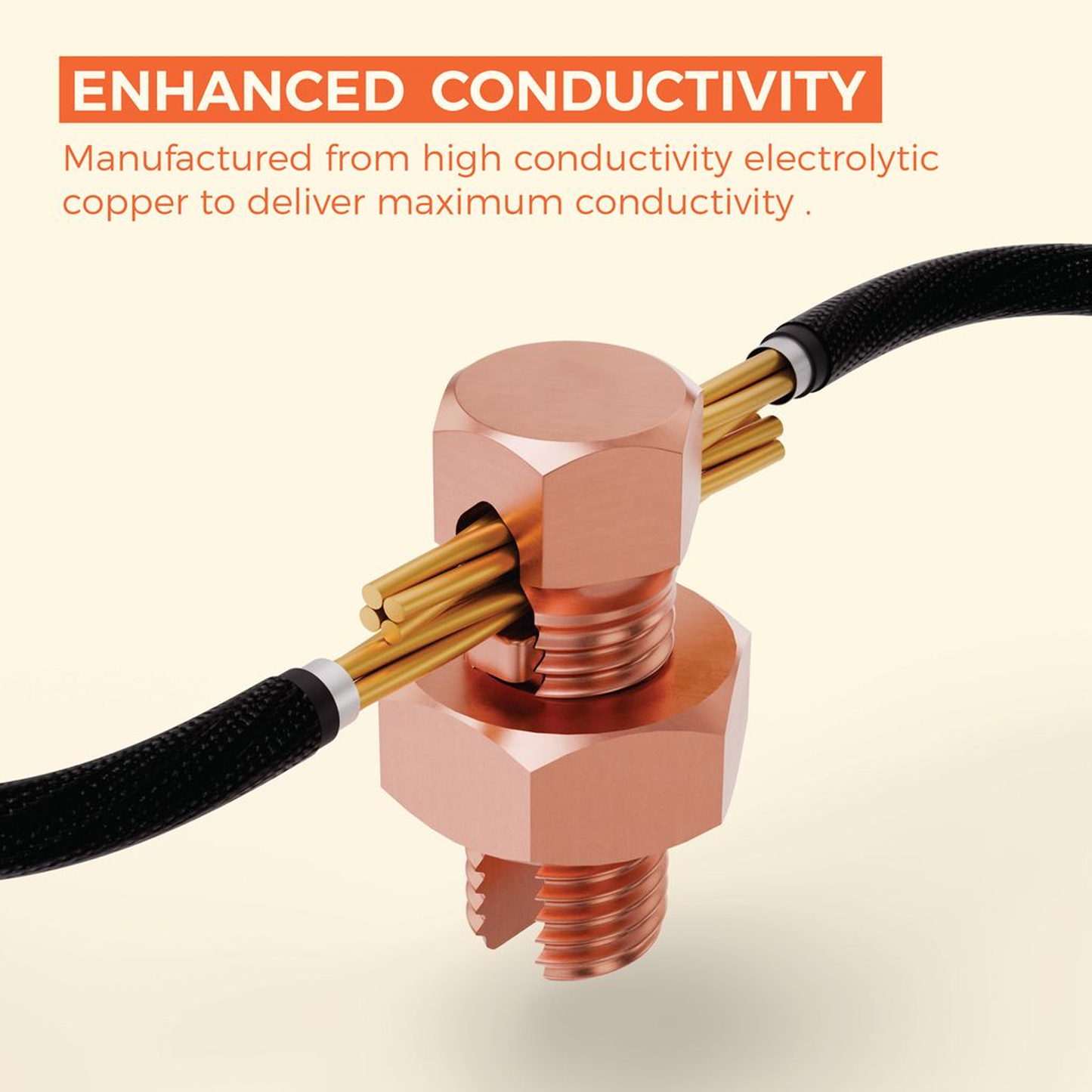 BEST CONNECTIONS 50 Pack High Strength Copper Split Bolt Connectors 4 Gauge to 8 Gauge for Solid Wire