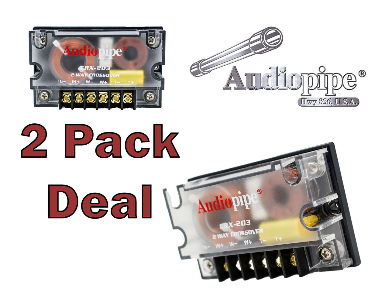 2 Pack 300 Watts peak 2 Way Crossover Passive Car Audio Speaker Signal Processor CRX-203 x 2