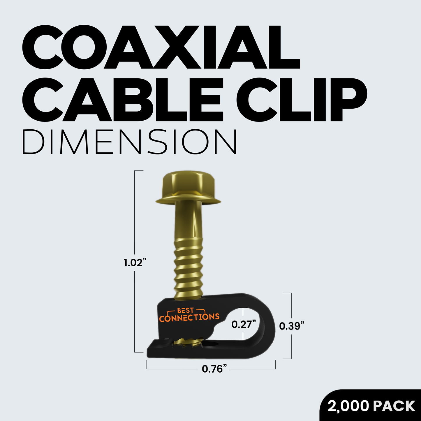 Best Connections 2000 pcs Single Black Mounting Coaxial Flex Clips w/ Pre-Inserted Screw RG6 RG59