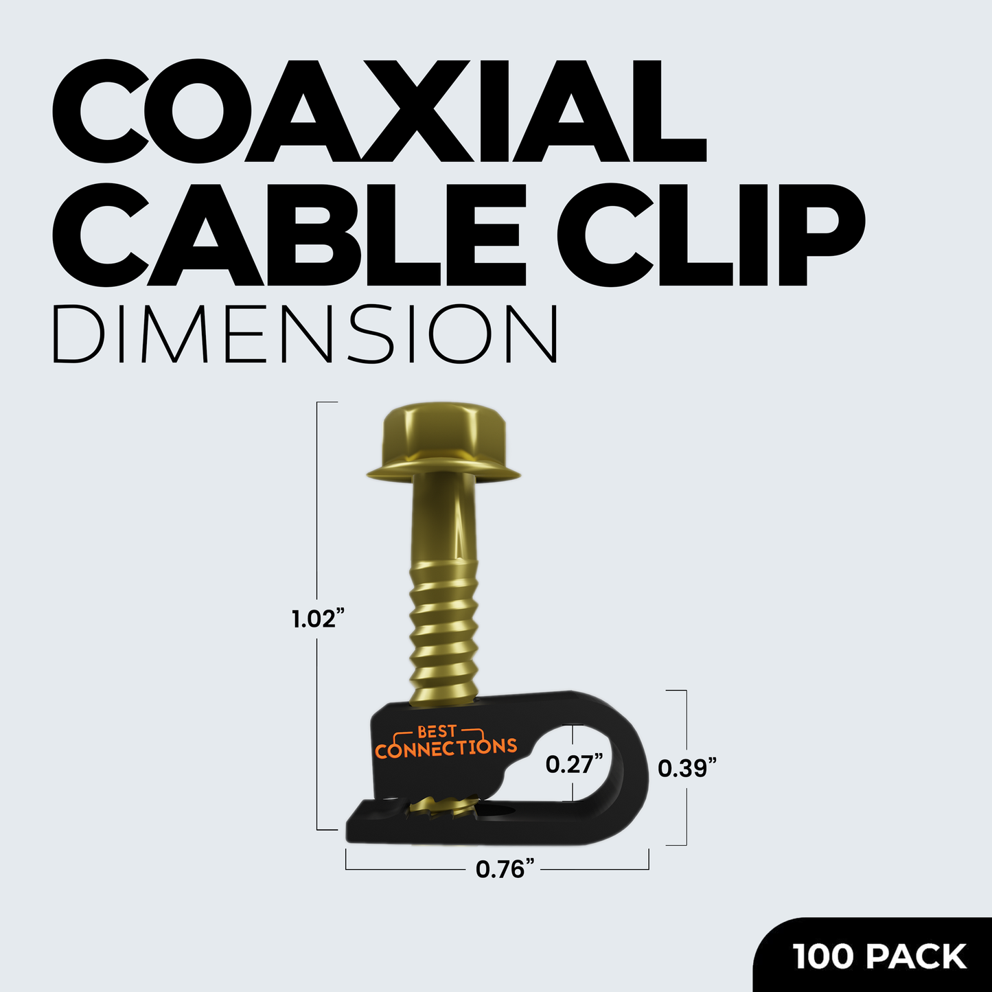 Best Connections 100 pcs Single Black Mounting Coaxial Flex Clips w/ Pre-Inserted Screw RG6, RG59
