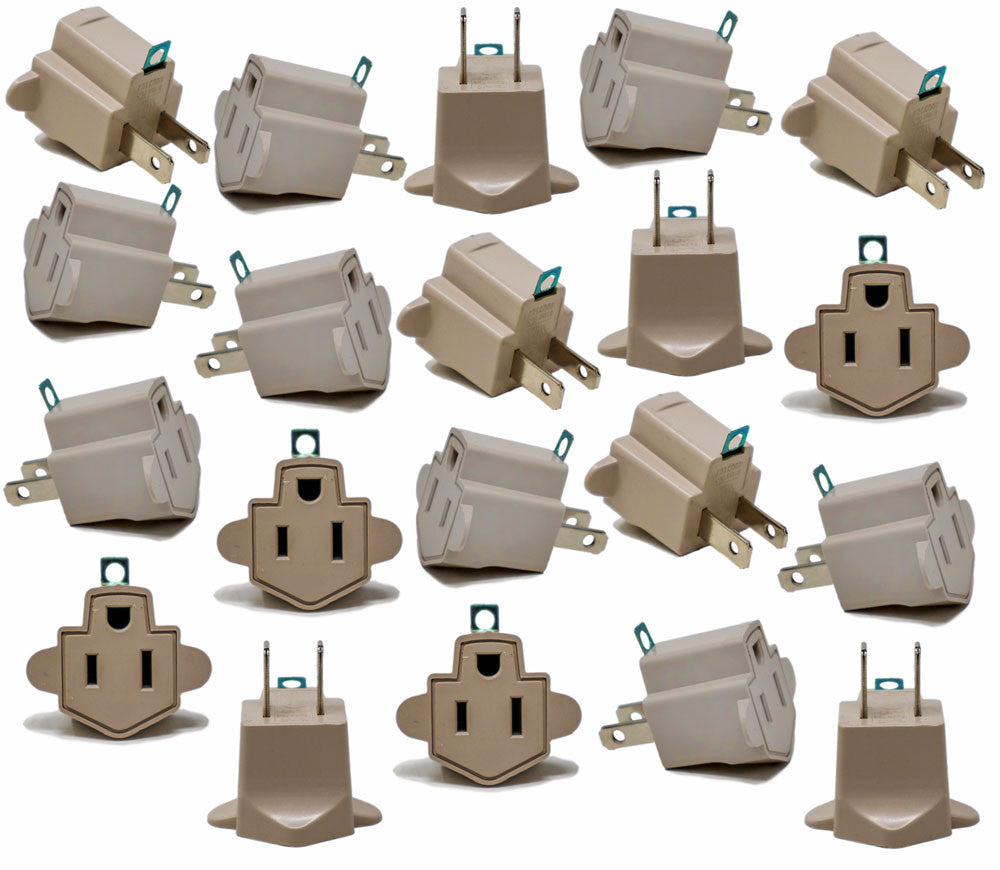 480 Pack Electrical Grounding Adapter 3 Prong Outlet to 2 Prong Plug AC ETL