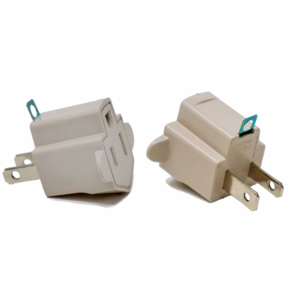 5 Pack 3 to 2 prong Polarized Grounding AC Power Plug Adapter ETL RATED BEIGE