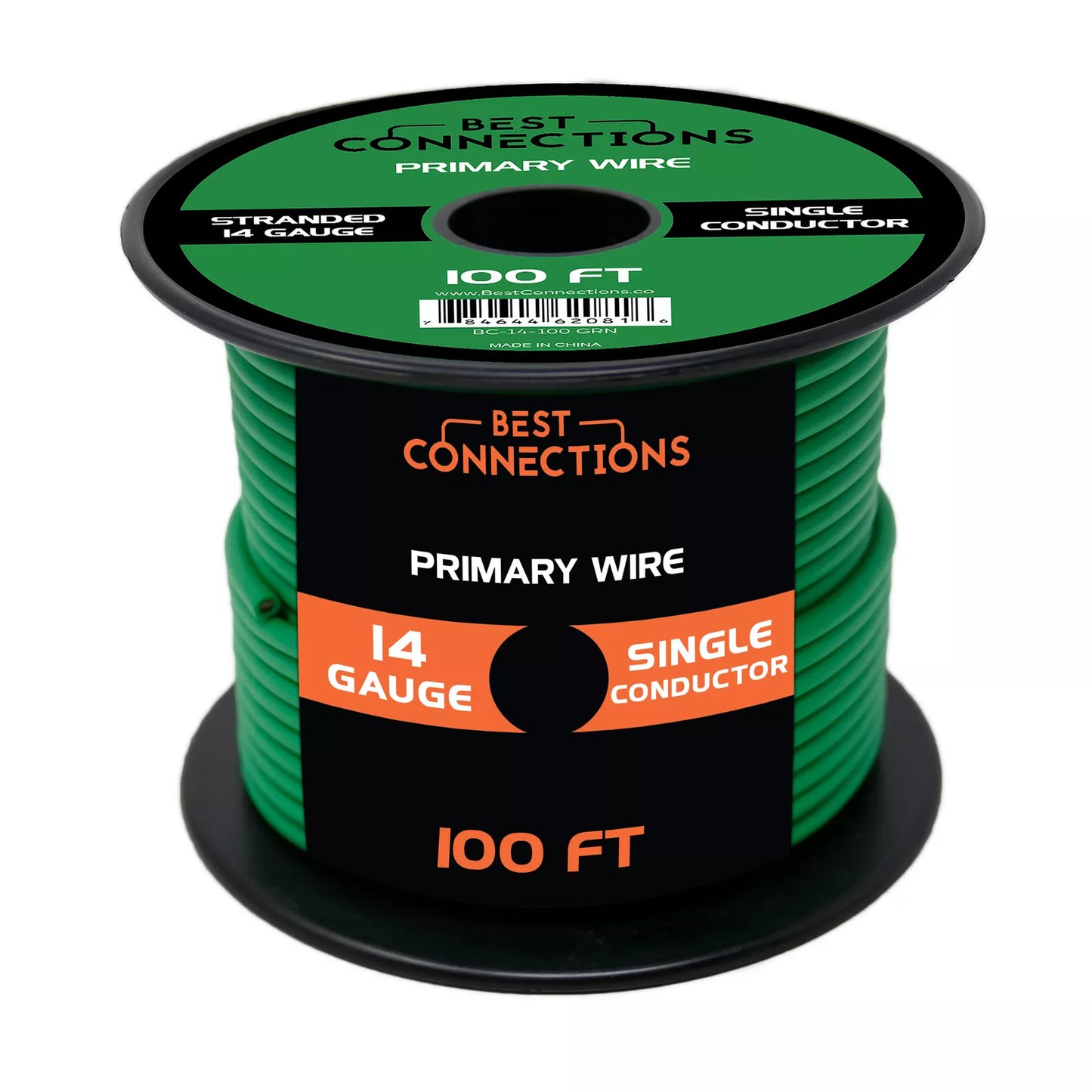 14 Gauge Car Audio Primary Wire (100ft–Green)– Remote, Power/Ground Electrical