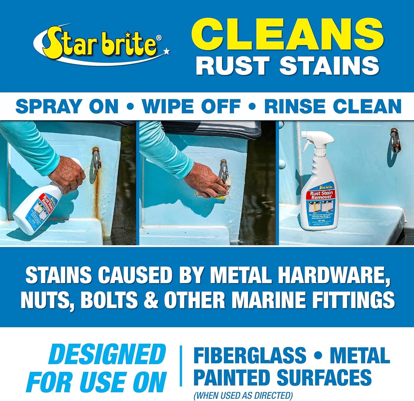 STAR BRITE Rust Stain Remover - Instantly Dissolve Corrosion Stains on Fiberglass, Vinyl, Metal & Painted Surfaces - Also Removes Sprinkler Stains - 1 Gallon (089200)