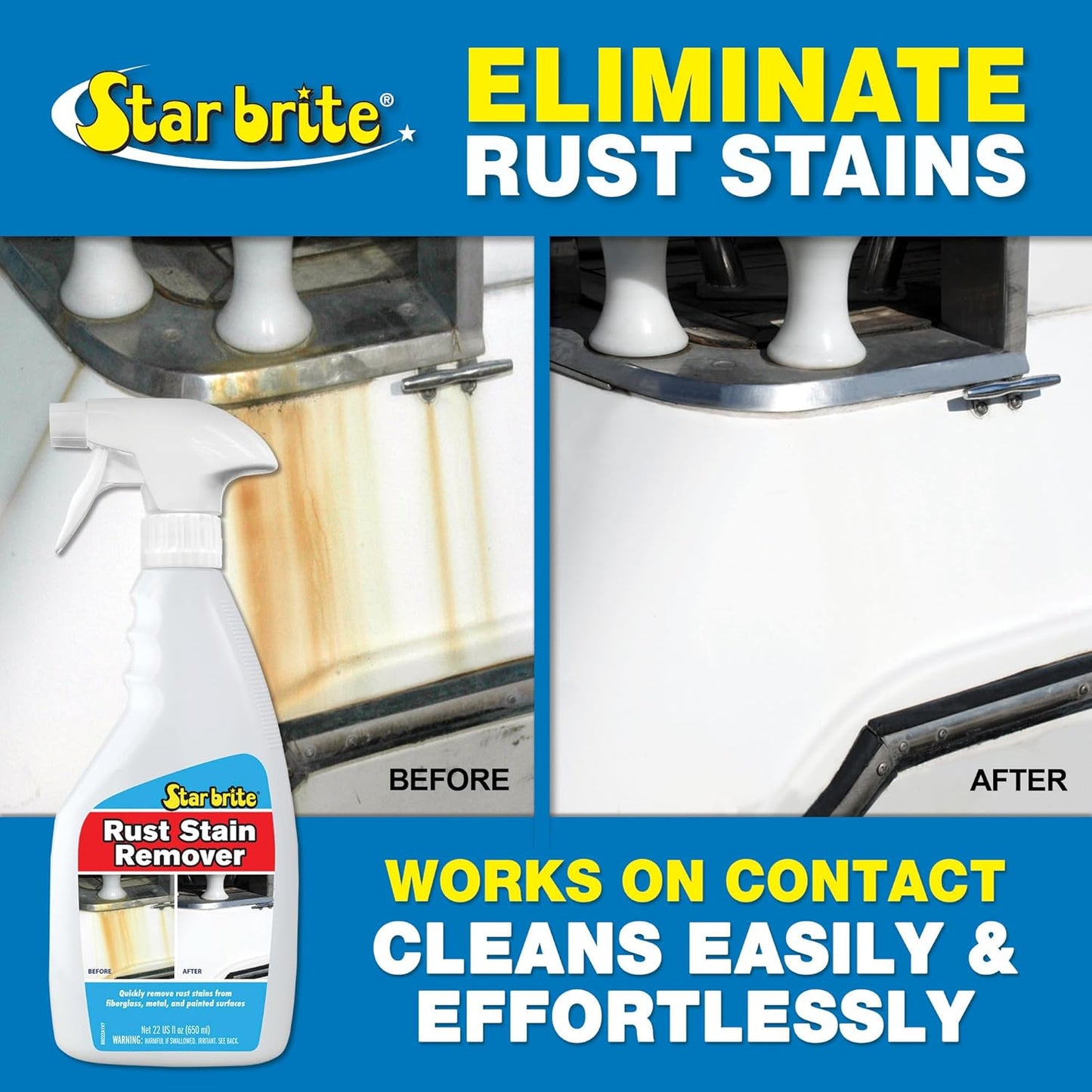 STAR BRITE Rust Stain Remover - Instantly Dissolve Corrosion Stains on Fiberglass, Vinyl, Metal & Painted Surfaces - Also Removes Sprinkler Stains - 1 Gallon (089200)