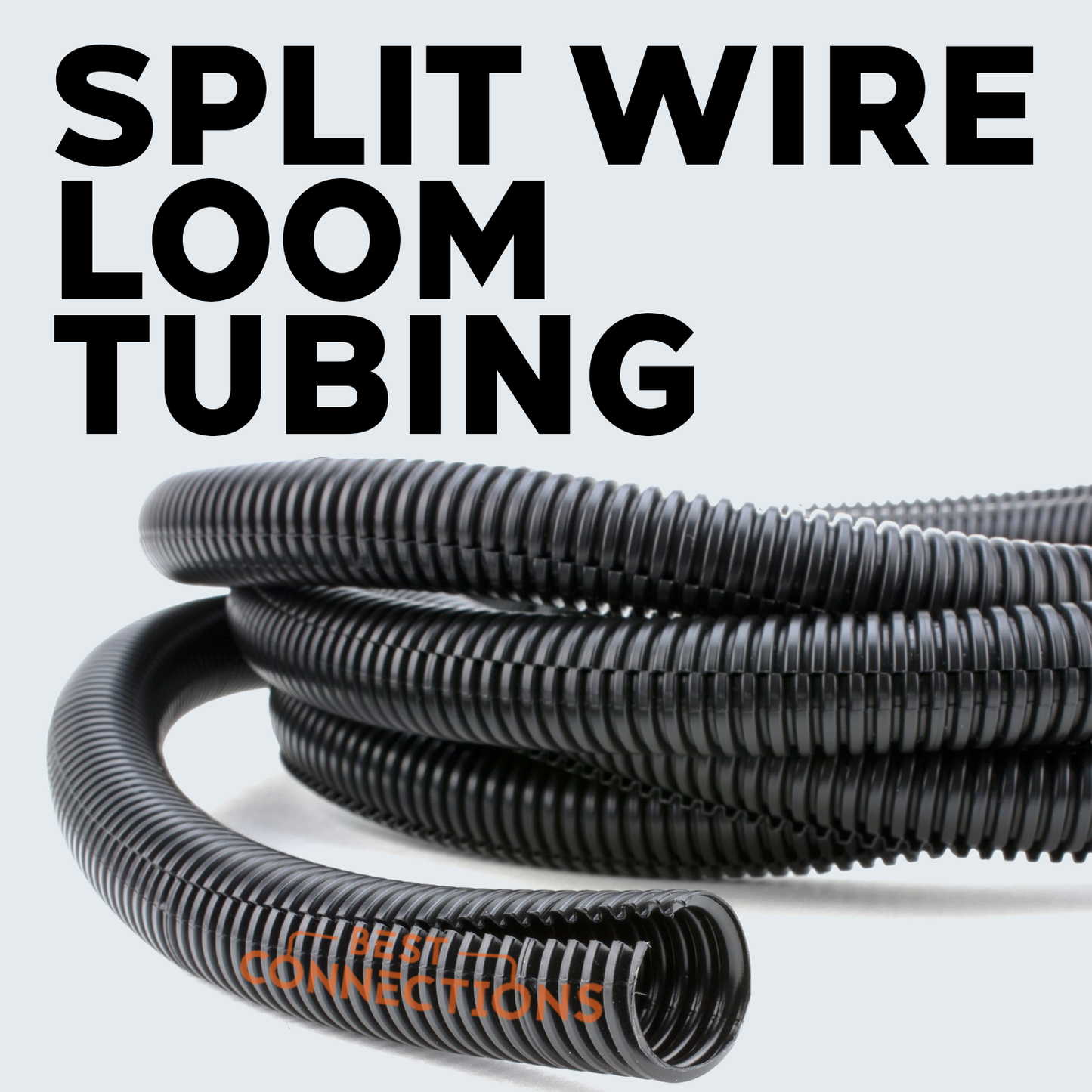 1/2" X 100 ft Split Wire Loom Convoluted Tubing Split Cable Sleeves Automotive Home Industrial Black