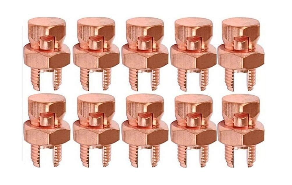 BEST CONNECTIONS 10 Pcs High Strength Copper Split Bolt Connectors 4 Gauge to 8 Gauge Solid Wire