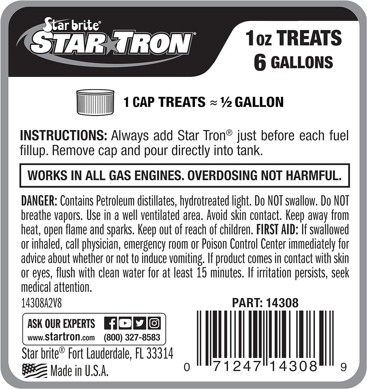 2-Pack Star Tron 8oz SEF Gasoline Additive Classic Gas Formula Star Brite 14308