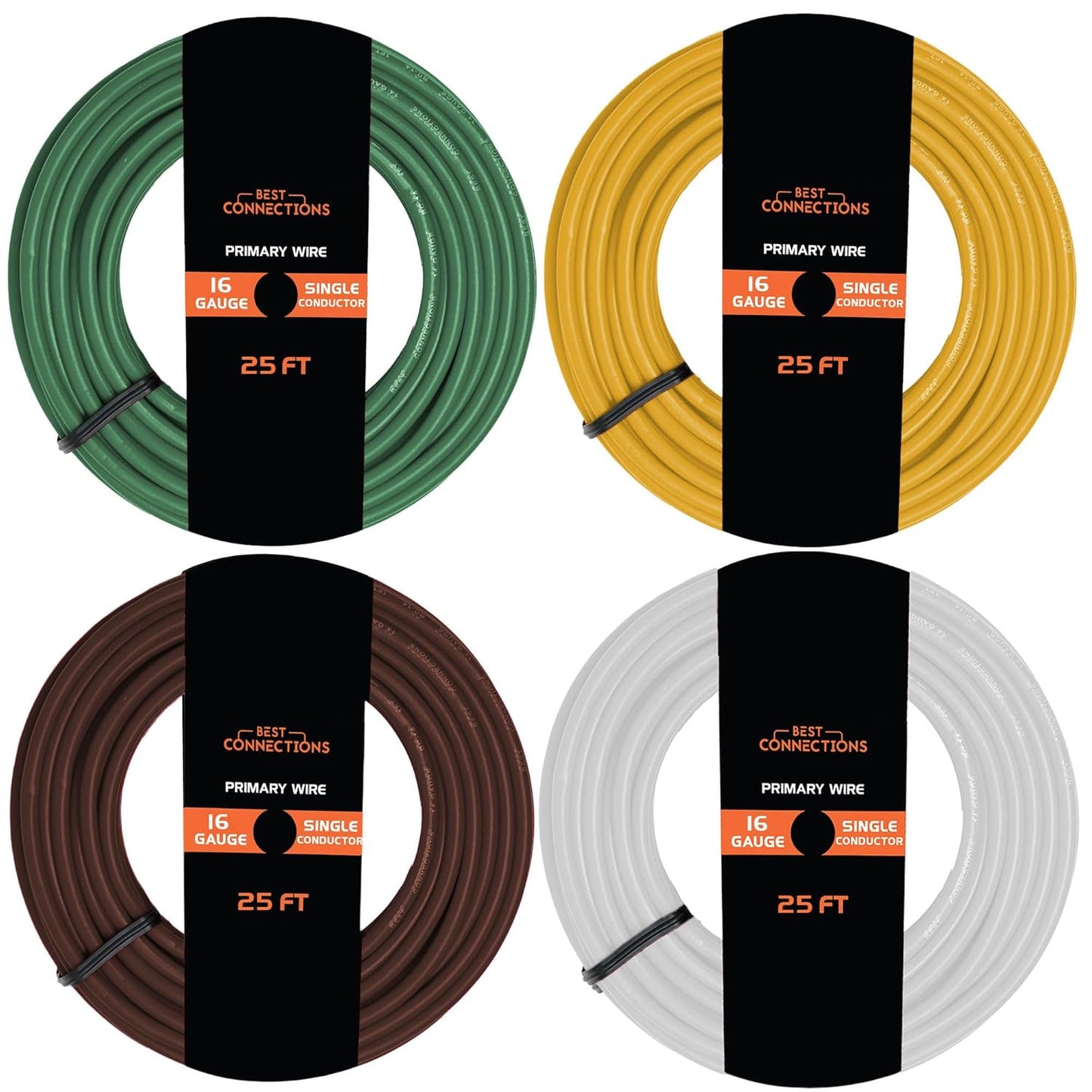 16 Gauge Car Audio Primary Wire 25ft–4 Rolls Remote, Power/Ground Electrical