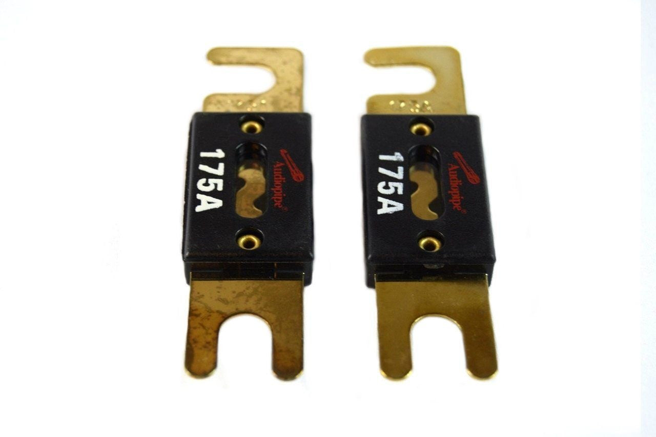 Audiopipe 2 Pcs 175 Amp ANE, ANL style Fuses Gold Plated Blister Pack Car Audio Stereo