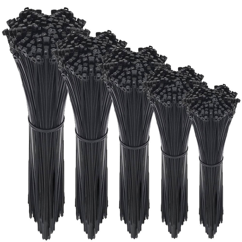 Best Connections 200 Pieces Black 11" Inch Nylon Cable Straps Zip Ties Wire
