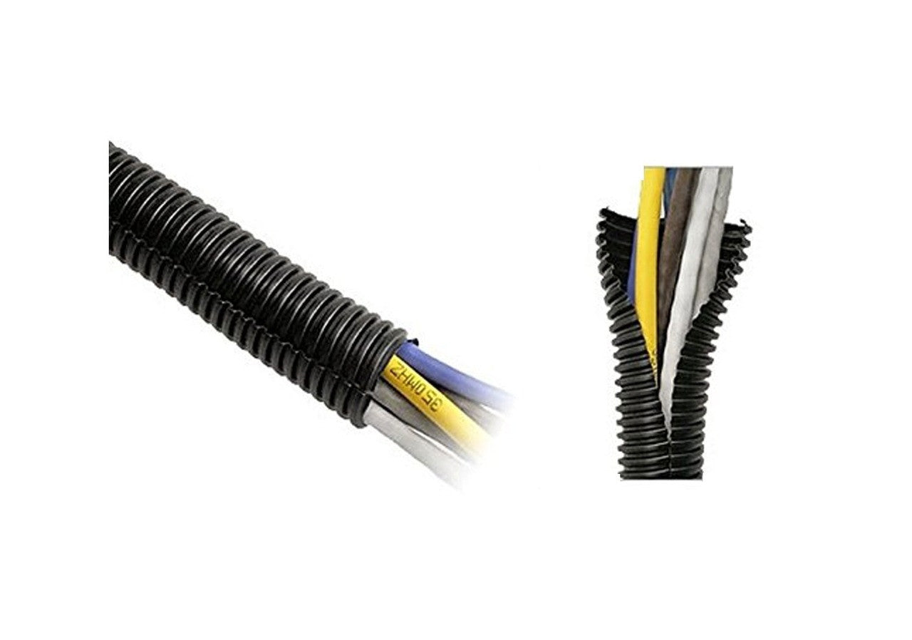 Best Connections Split Loom 1/4" 3/8" 1/2" Black 20 Ft Wire Harness Wrap Cover Sleeve Conduit