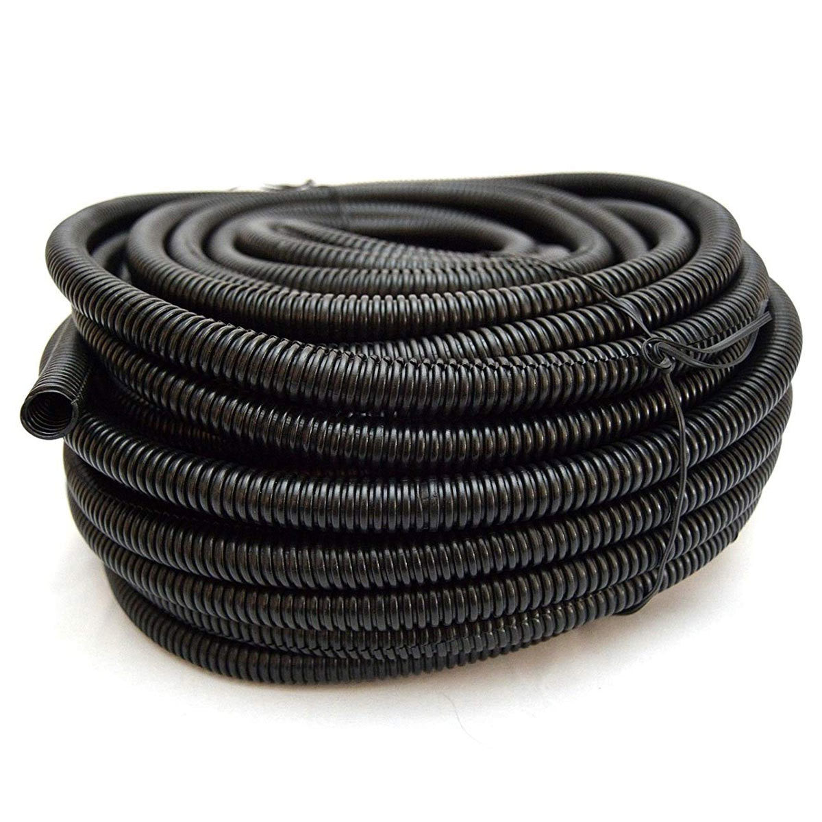 Best Connections 100 Ft 3/8" Split Wire Loom Tubing - 100 Pcs 4" Nylon Zip Ties Combo (Black)