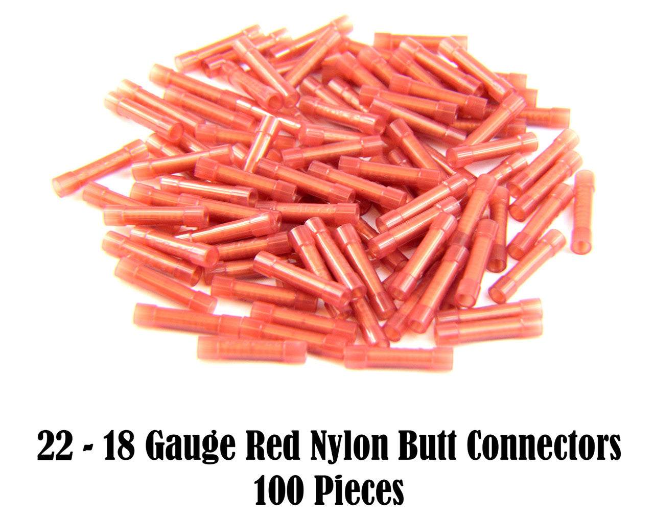 22-18 Gauge Red Nylon Butt Connectors Crimping Terminals 100 pack