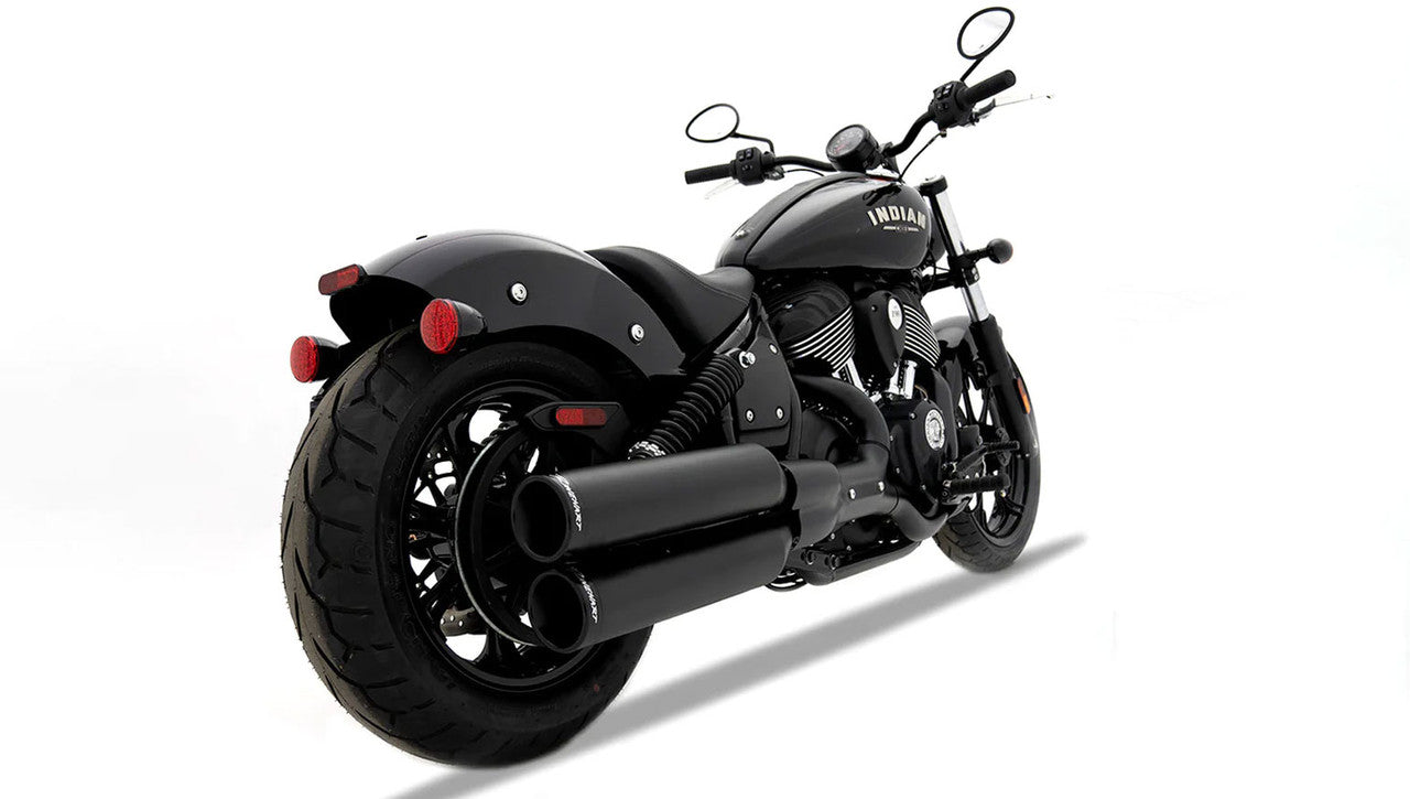 Rinehart Racing Indian Chief Black Slip On Mufflers with Black End Caps 500-1501
