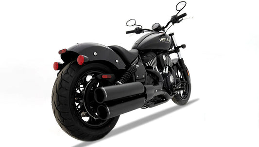 Rinehart Racing Indian Chief Black Slip On Mufflers with Black End Caps 500-1501