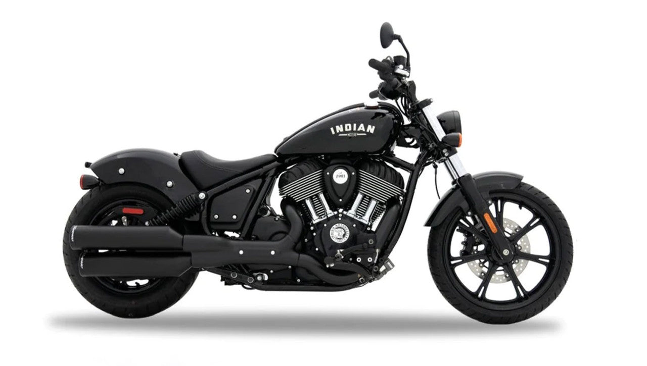 Rinehart Racing Indian Chief Black Slip On Mufflers with Black End Caps 500-1501