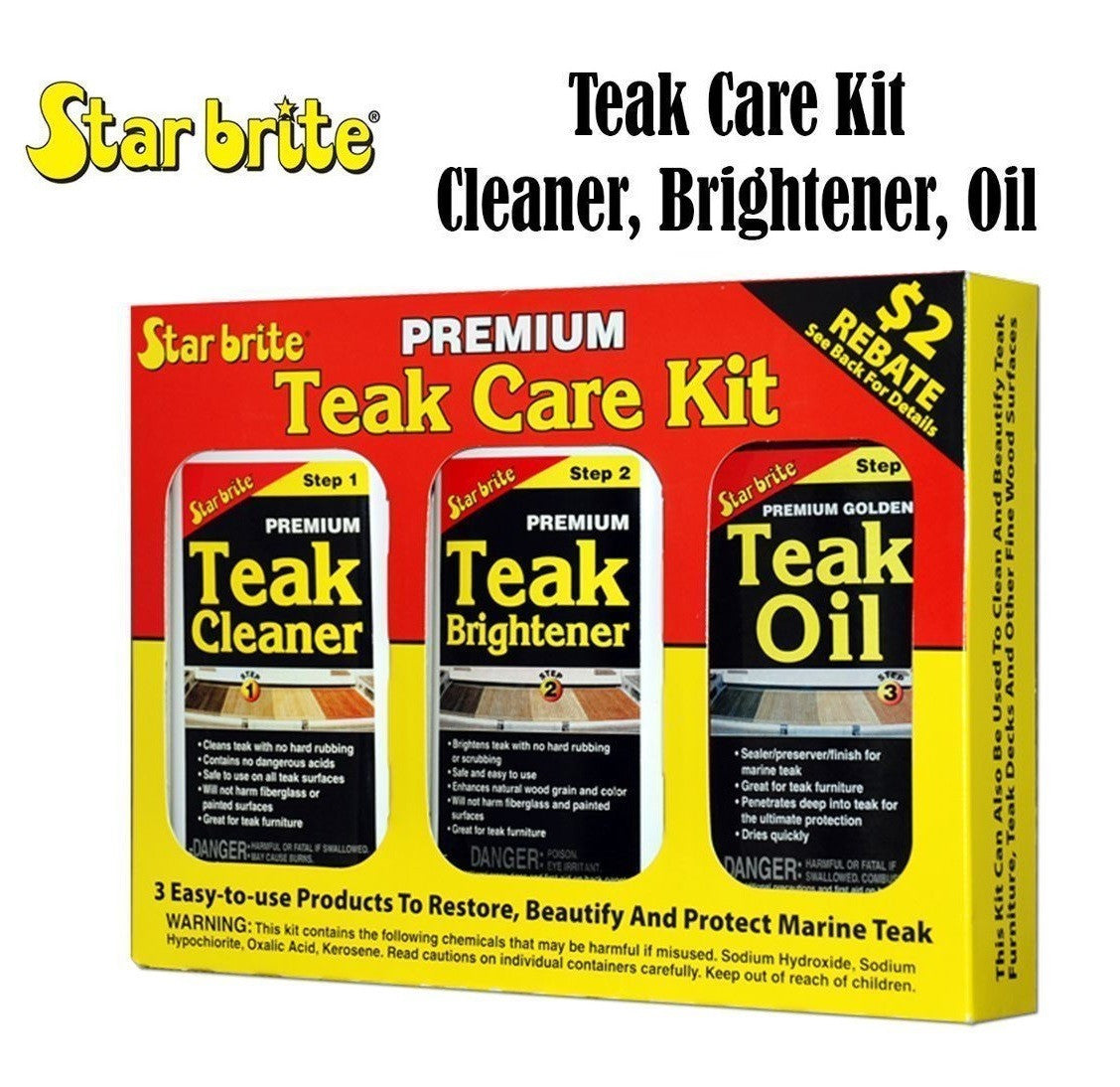 Starbrite Teak Care Kit w/ Magic Teak Scrub BUNDLE Marine Home Heavy Cleaning