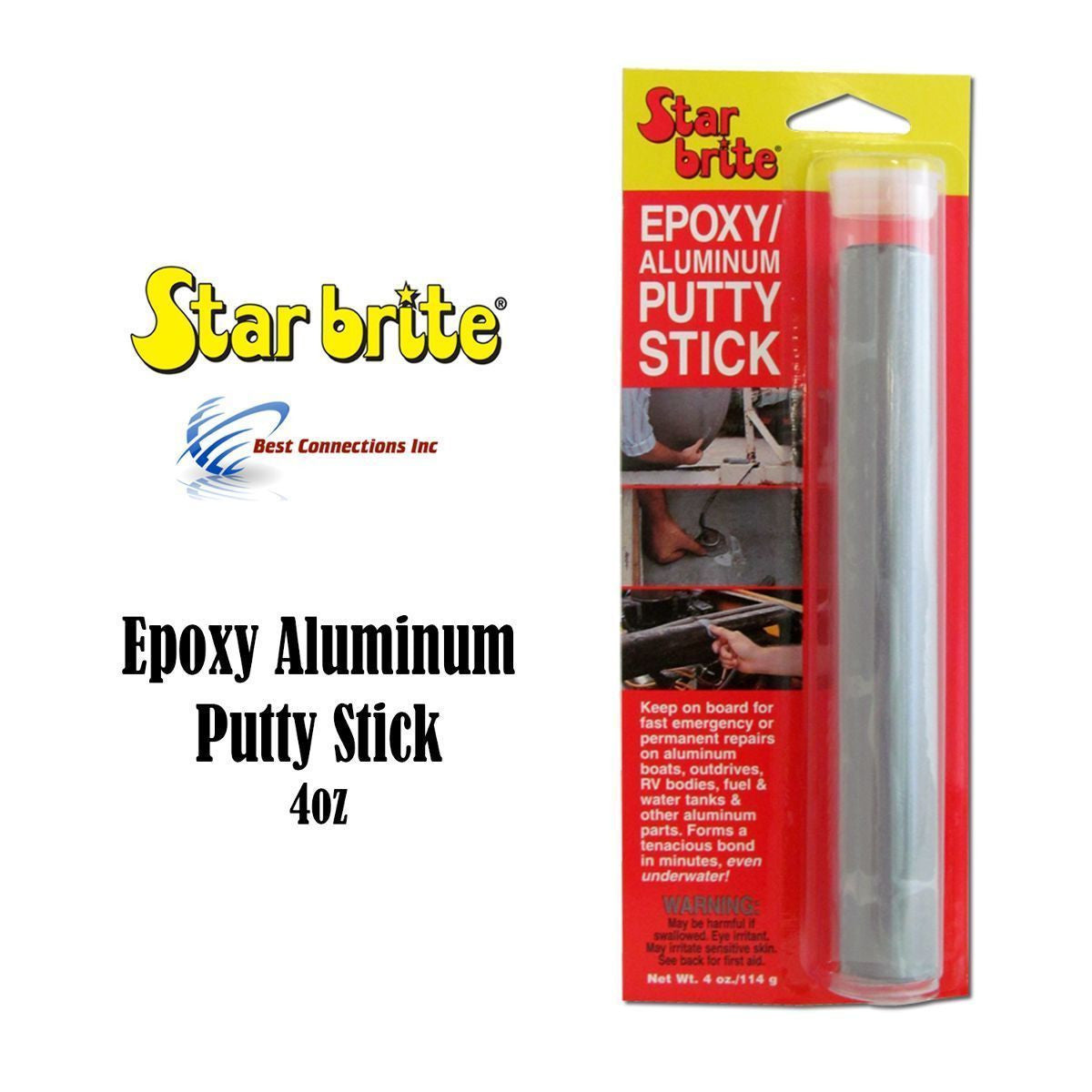 Star Brite Epoxy Aluminum Putty Stick Permanent Emergency Repairs