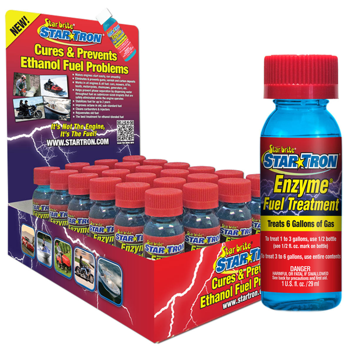 Star Tron Enzyme Fuel Treatment 24 Pack Display Small Engine Formula 1 oz
