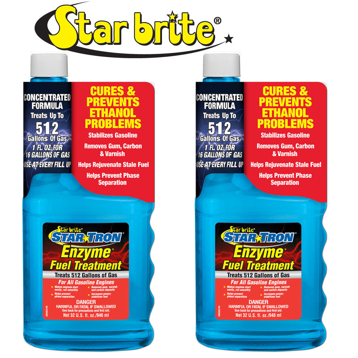 Star Brite Star Tron Enzyme Fuel Treatment Concentrated Gas Formula 32oz -2-Pack