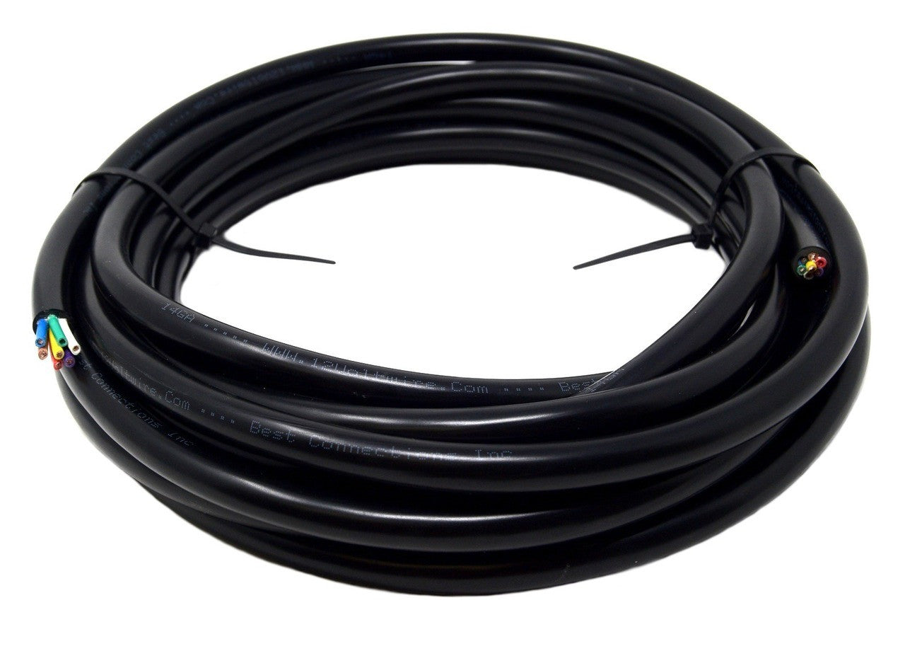 14 ga 7-Way Insulated Trailer Wire Harness 50' FT Stranded Copper