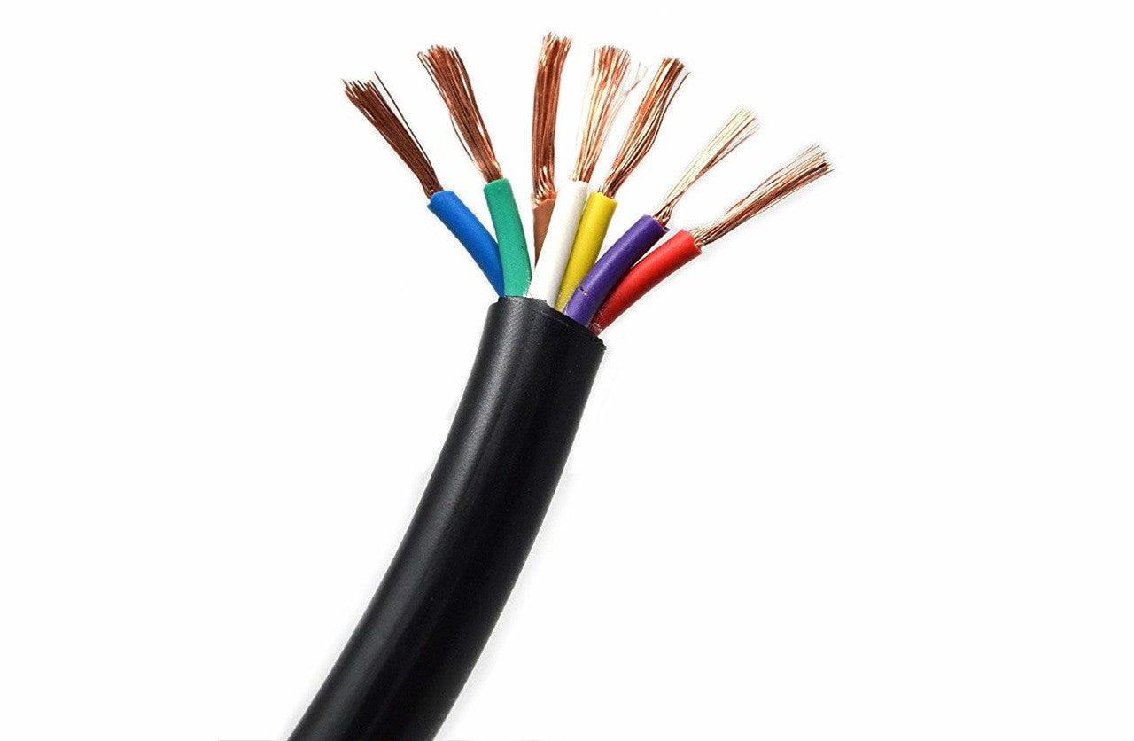 14 ga 7-Way Insulated Trailer Wire Harness 50' FT Stranded Copper