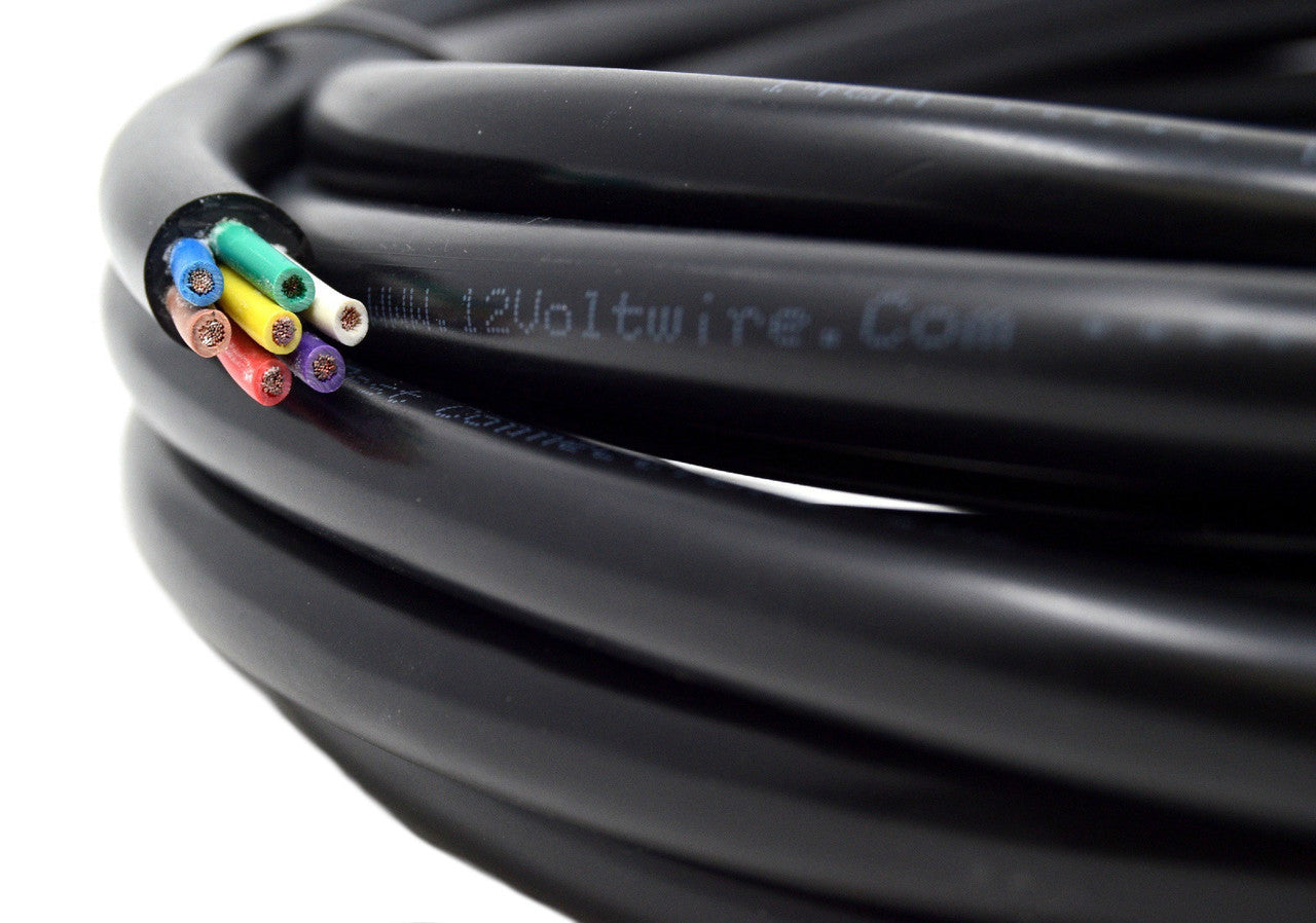 14 ga 7-Way Insulated Trailer Wire Harness 50' FT Stranded Copper